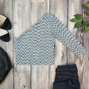 Guess Marled 3/4 Sleeve One Shoulder Knit Top